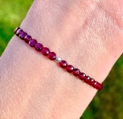 Bracelet "Passion", Cœur Nacre de Tahiti et Grenat rouge - NEW&#10071;