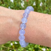 Bracelet en Calcédoine bleue - Perles 8 mm 