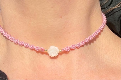 Collier "Valentine" Rose en nacre, perles gold filled 14k et Quartz rose - NEW&#10071; 