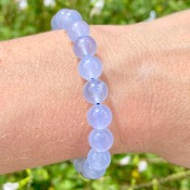 Bracelet en Calcédoine bleue - perles 8 mm 