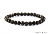 Bracelet Obsidienne dorée - perles 6 mm